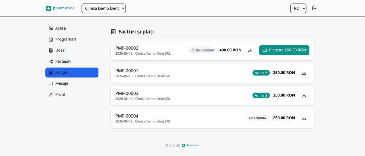 Facturi și plăți cu cardul, direct din portal